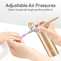 Vista 21 de Kit de aerógrafo con compresor 30PSI pistola de aerógrafo portátil recargable de mano inalámbrico cepillo de aire para uñas, arte, pintura, Negro