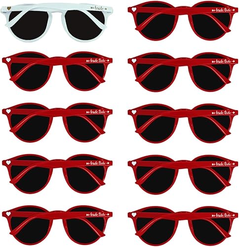 LADY&HOME Gafas de sol de ojo de gato para despedida de soltera, gafas de sol de dama de honor, suministros de despedida de soltera, 10 piezas