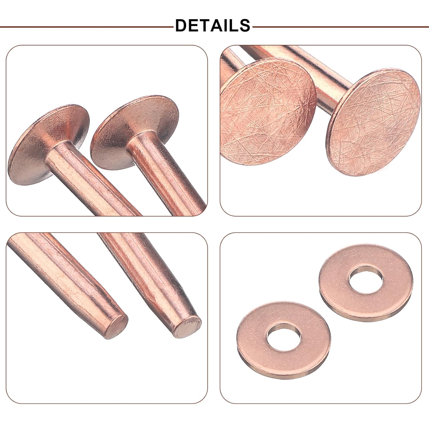 Ripeng 400 Pcs Size 9 3/4 Inch Copper Rivets and Burrs Washers Leather Fastener Kit for DIY Craft Belts Wallets Collars Handbags Shoes Leather Working Supplies