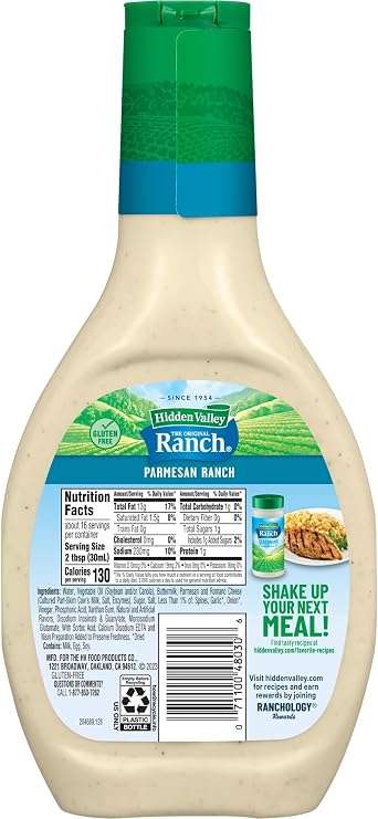 Hidden Valley Parmesan Ranch Salad Dressing 16 Oz Bottle