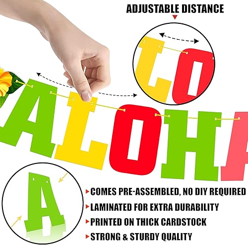 Miniatura 6 de KatchOn, Cartel Aloha para decoraciones de fiesta hawaiana Luau - 10 pies, sin bricolaje  Letrero Aloha para decoraciones de fiesta hawaiana