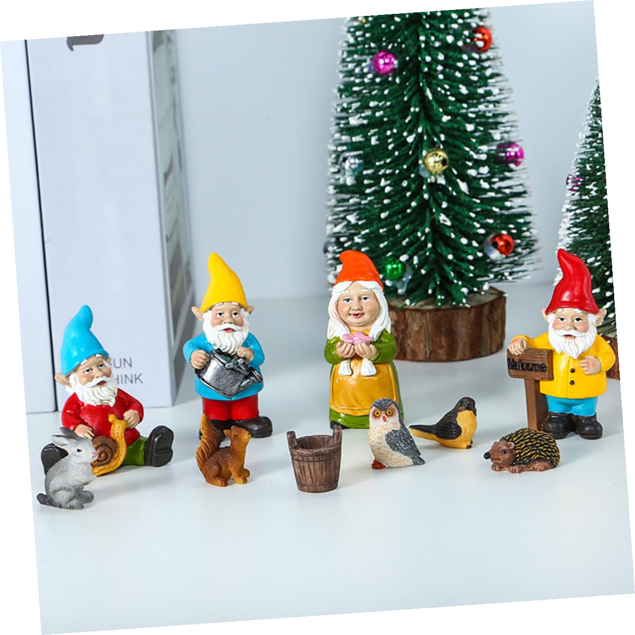 Mipcase 10pièces GNOME Décoratif Résine pour Jardin Ornement de Jardin Résine Cadeau de Noël Couleur Aléatoire