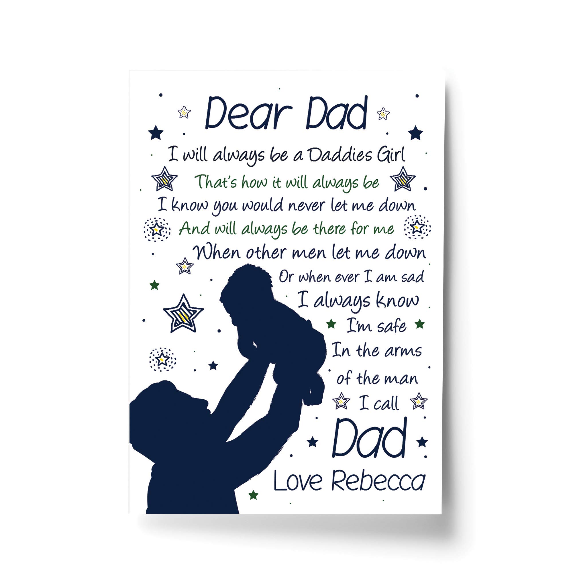 RED OCEAN Personalised Daddy Gifts From Daughter Dad Birthday Dad Gifts From Daughter (A4 Print Only - PERSONALISED Man I Call Dad)