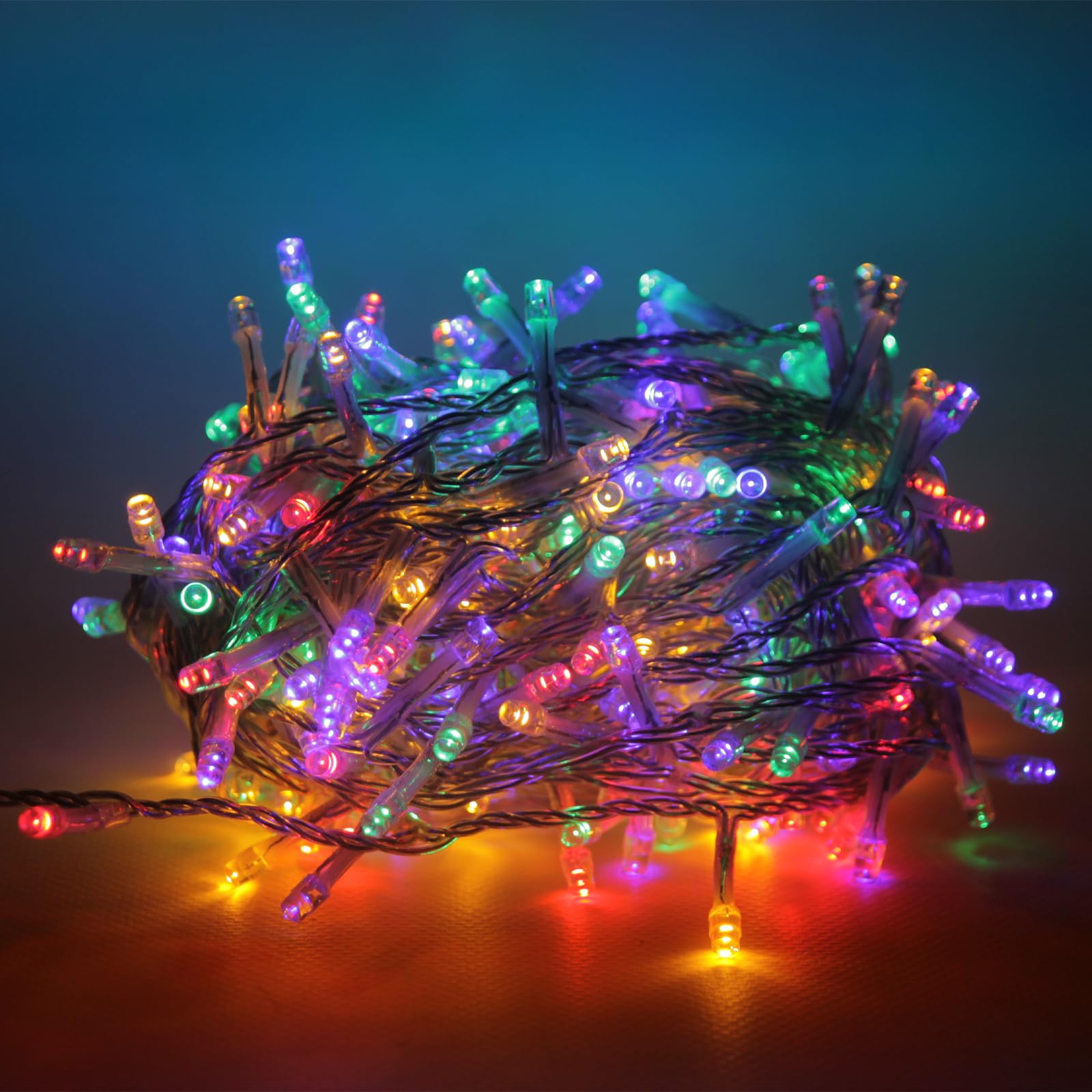 Luccika Guirlande lumineuse LED 31V avec 8 effets lumineux et minuterie, guirlande lumineuse de Noël pour sapin et extérieur IP44, câble transparent (Multicolore, 25M 500LED)