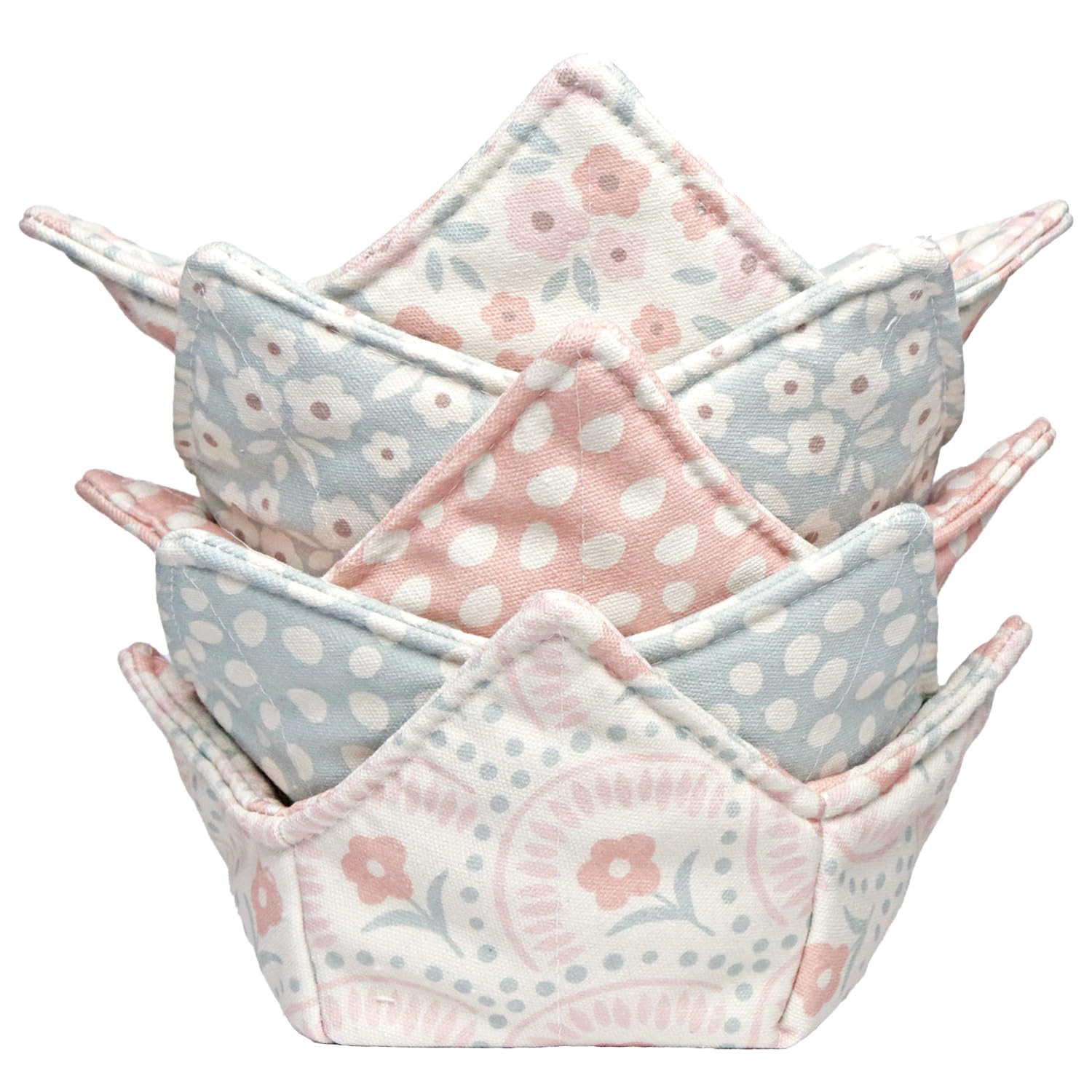 ROGITU Cotton Microwavable Bowl Cozy, Microwave-Safe Hot Bowl Holders, Soup bowl Cozy Hot Pads (Floral)