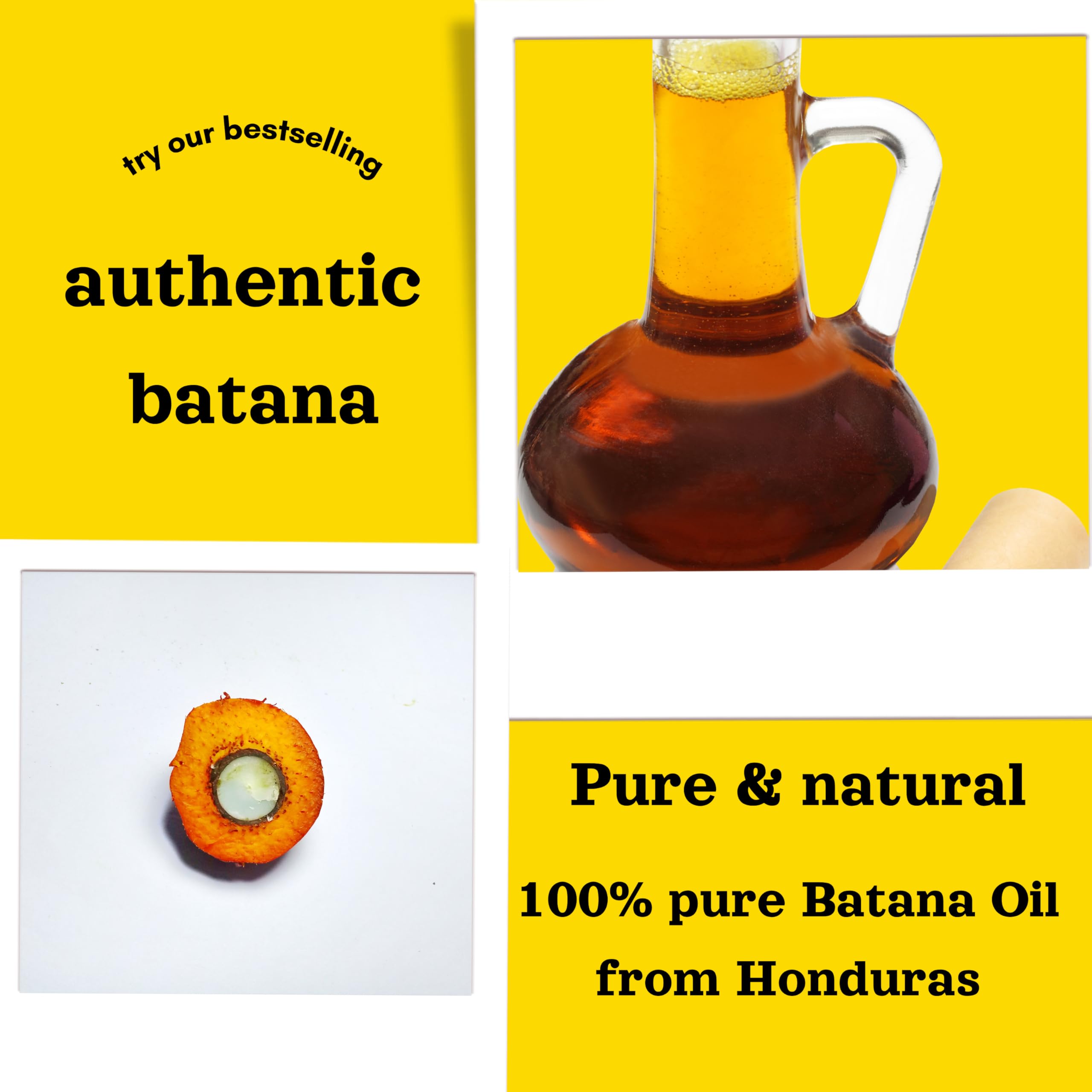 Batana Oil for Hair Growth, 100% Pure & natural Batana Oil from Honduras, helps Prevent Hair Loss, Eliminate Split Ends for Men & Women|For All Hair Types - 2 fl oz