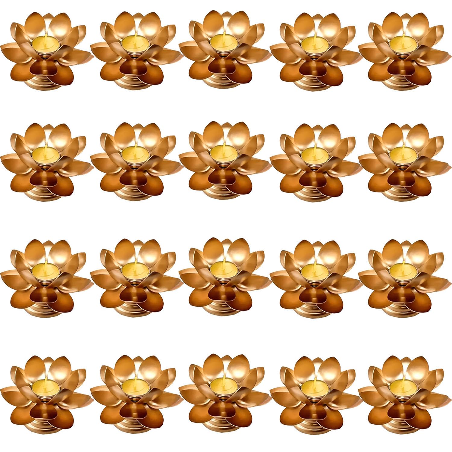Easyera Lotus Tealight Holders - Golden Decor -11