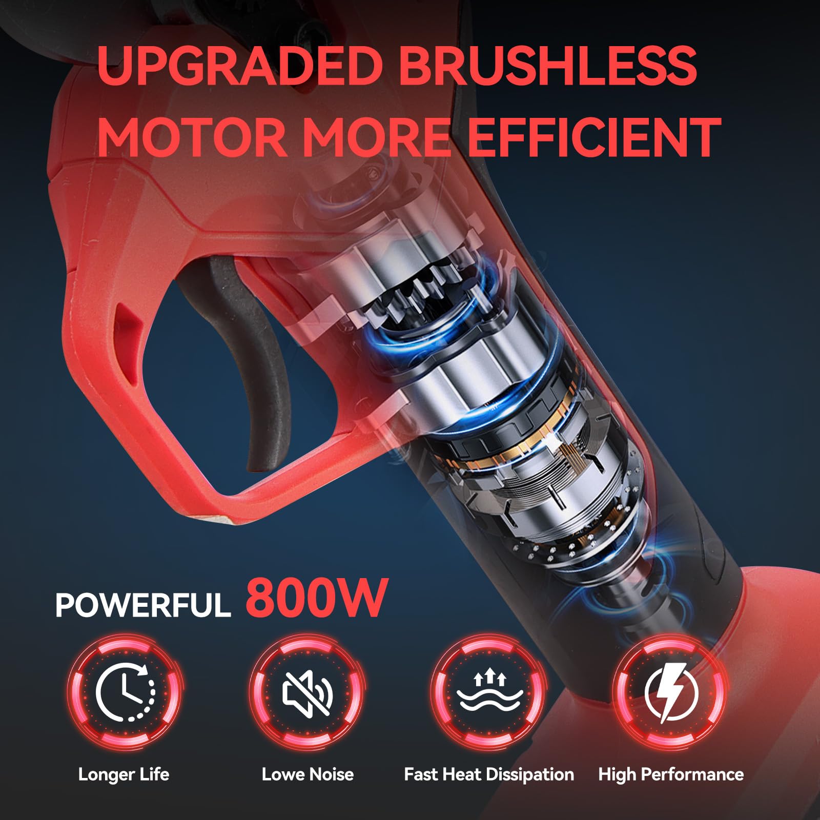 Forbice Potatura a Batteria 50mm: 2 x 21V/2000 mAh Batteria Cesoie Potatura Elettriche Professionali Forbice Elettrica per Potatura con LCD Display per Jardinage, Olives Rosso