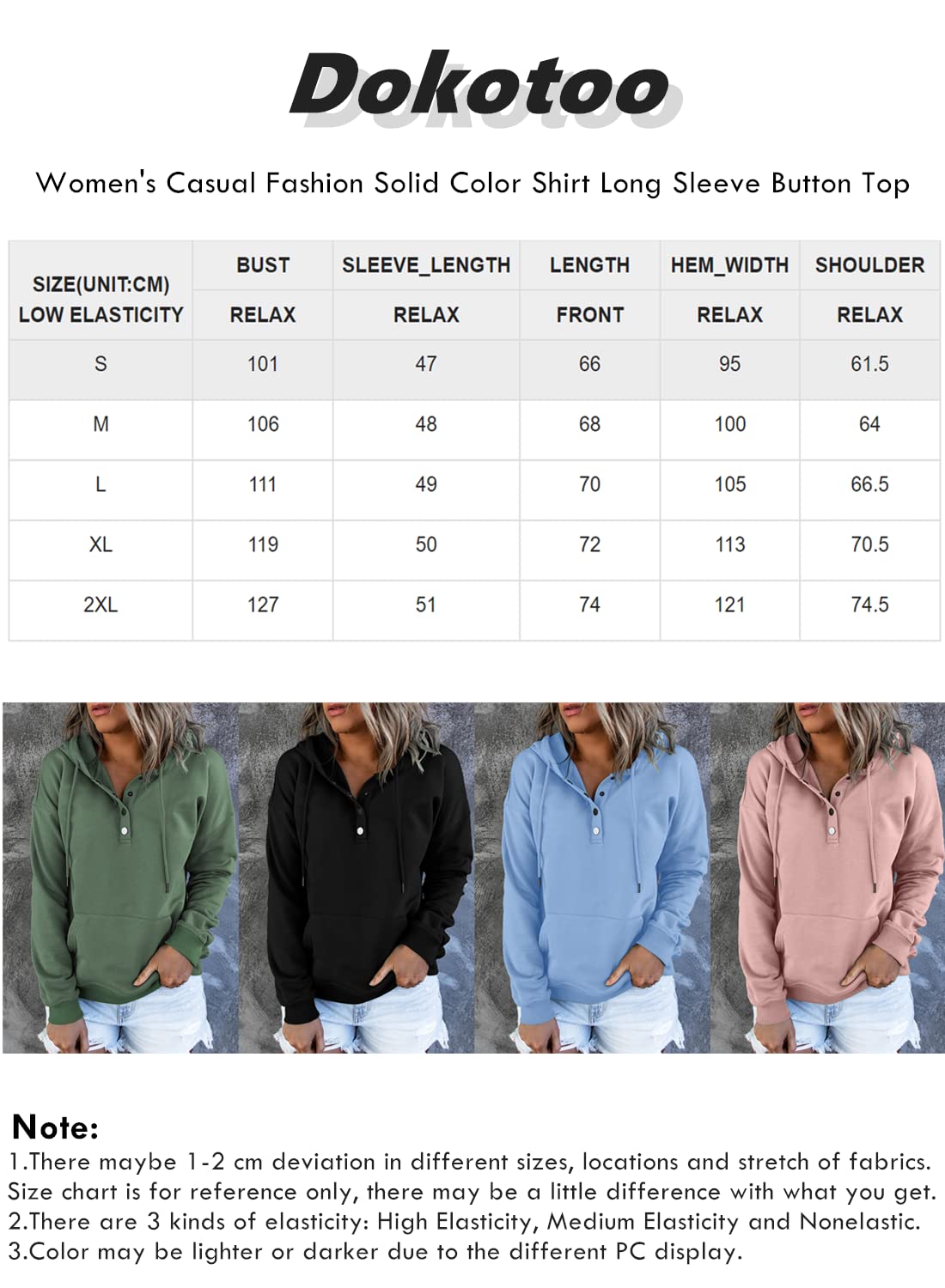 Dokotoo Sweat à Capuche Femme Col en V à Manches Longues Sweatshirt Casual Automne Hiver Hoodie Pull