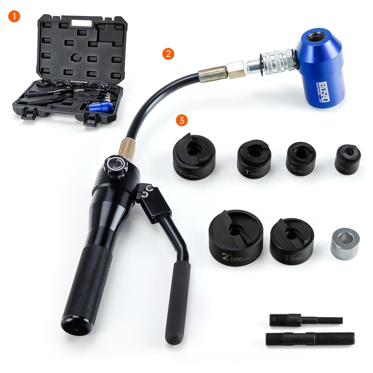 IBOSAD 360° Rotate Hydraulic Knockout Punch Kit 1/2 to 2 inch