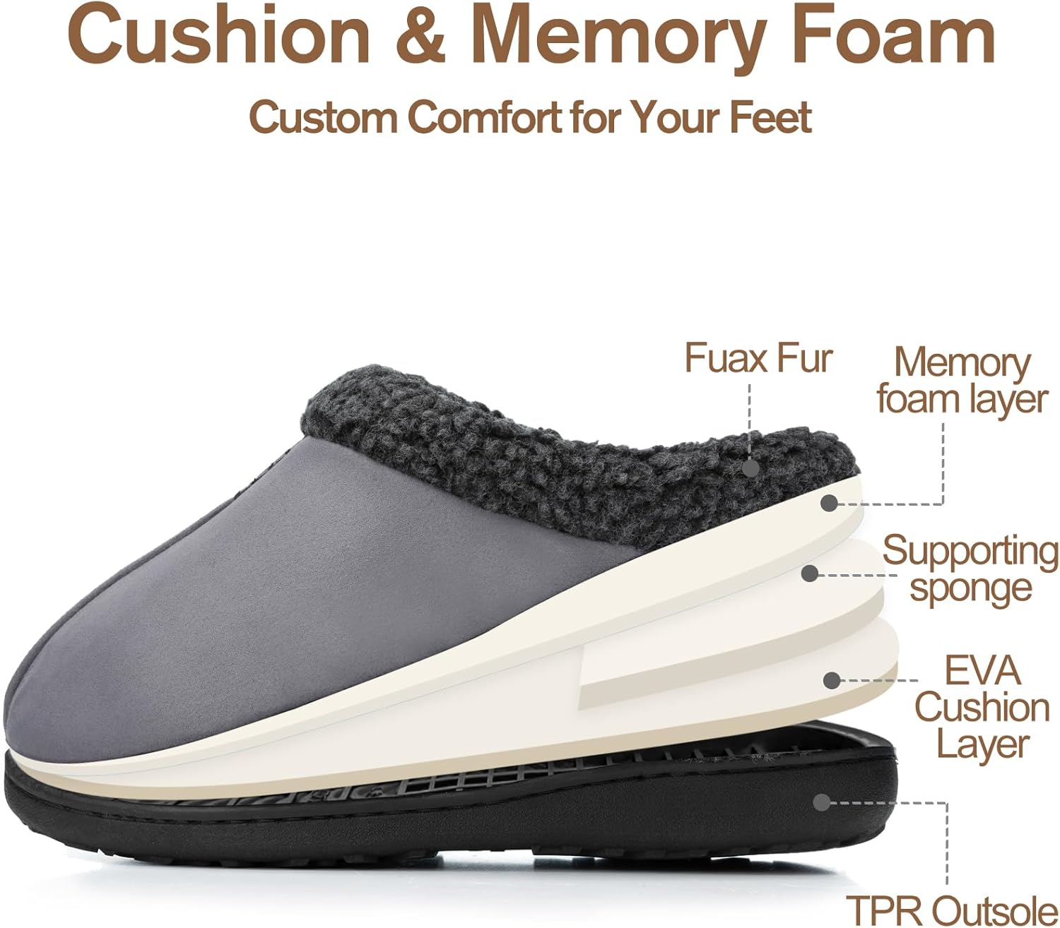 Mens Suede Slippers with Memory Foam Indoor Outdoor House Shoes Warm Winter Slip On Slippers with Non-Slip Sole Gifts For Men Him Dad - Image 4