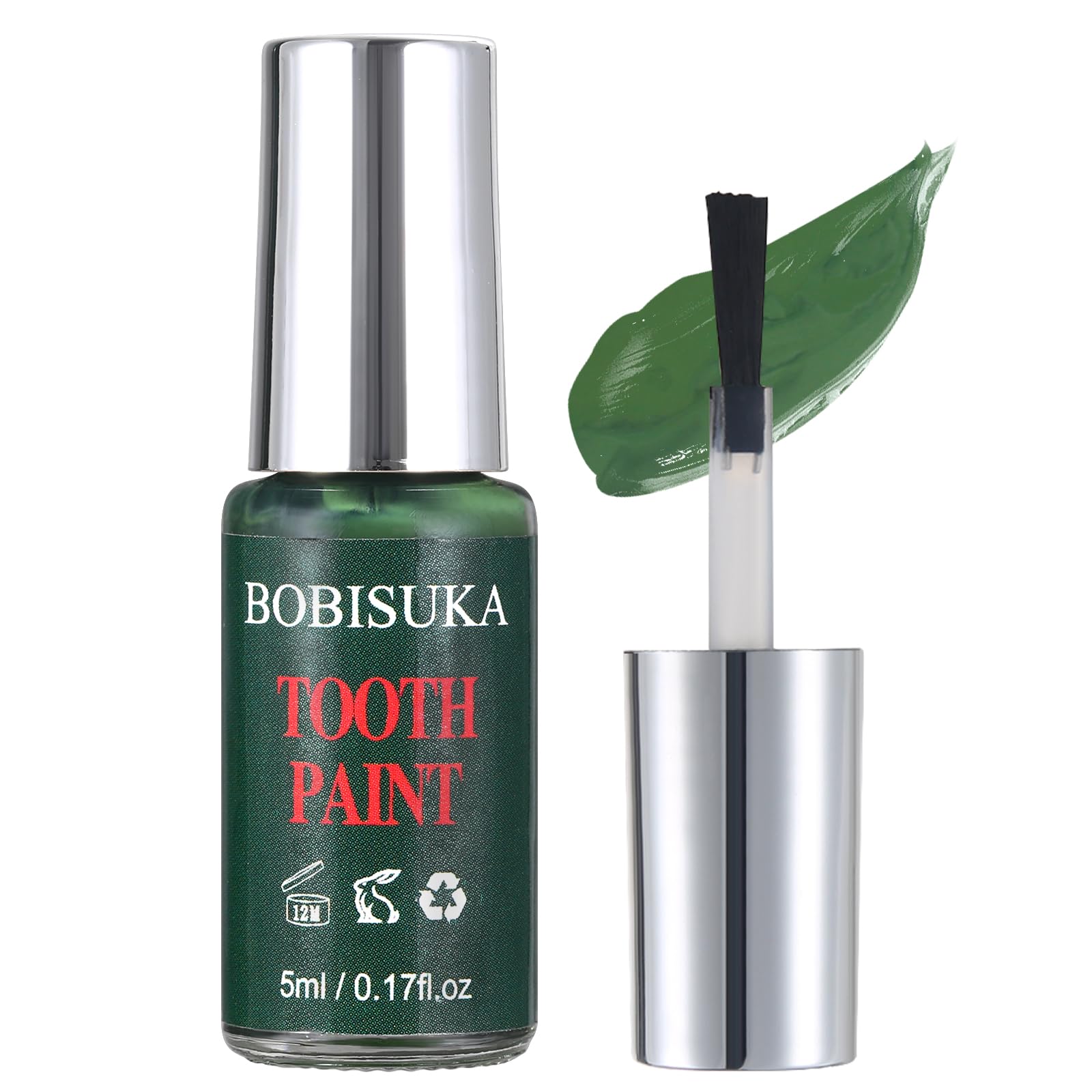BOBISUKA Green Tooth Paint, Professional Green Teeth Makeup Solution - Safe, Quick Dry & Realistic, Perfect for Cosplay, Halloween Makeup, Theater, and Special Effects (5 ml) ZOMBIE ROT