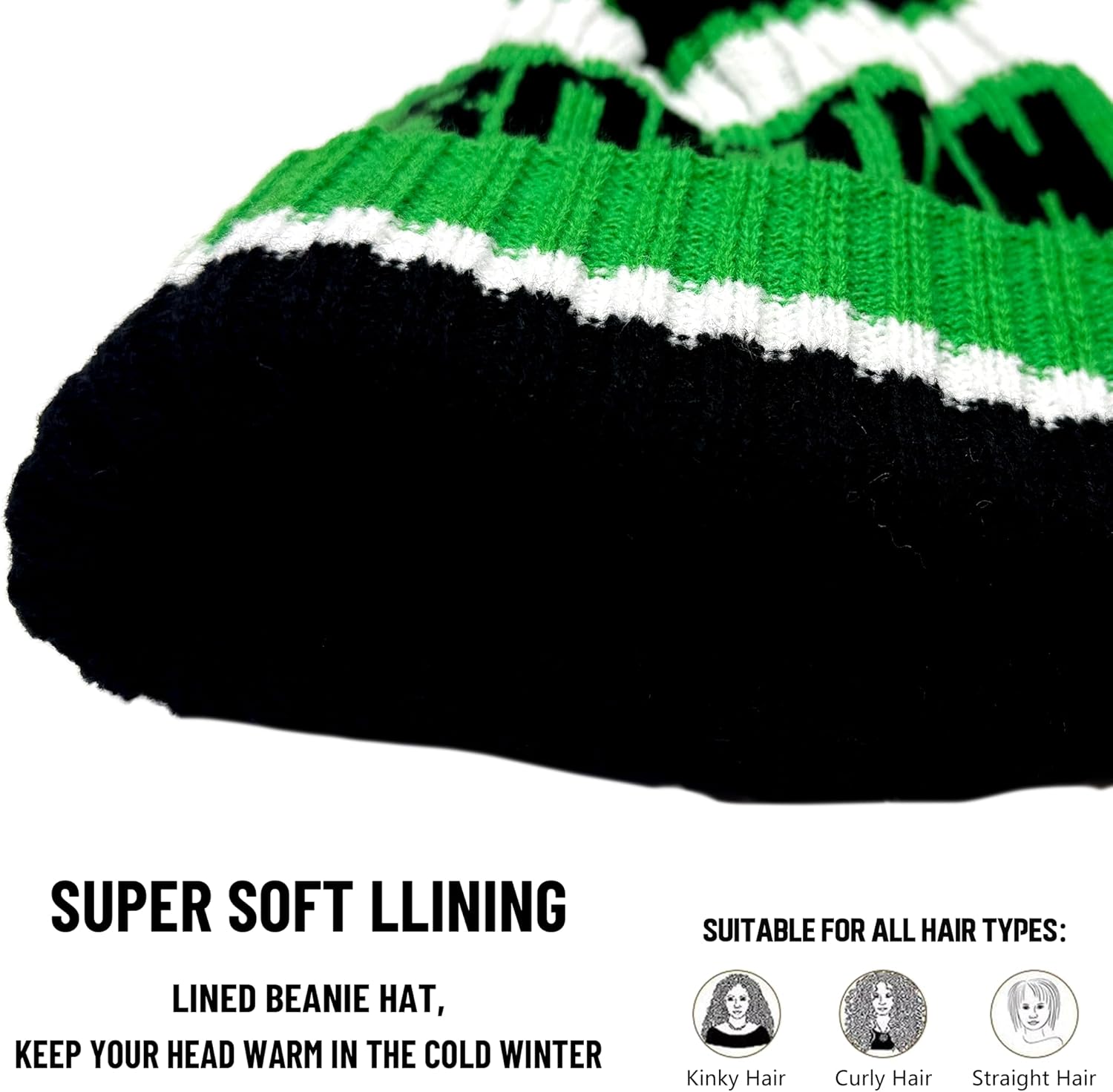 City Beanie Knit Hat with Pom Winter Cuffed Cap Sport Fans Gift for Men Women - Image 5