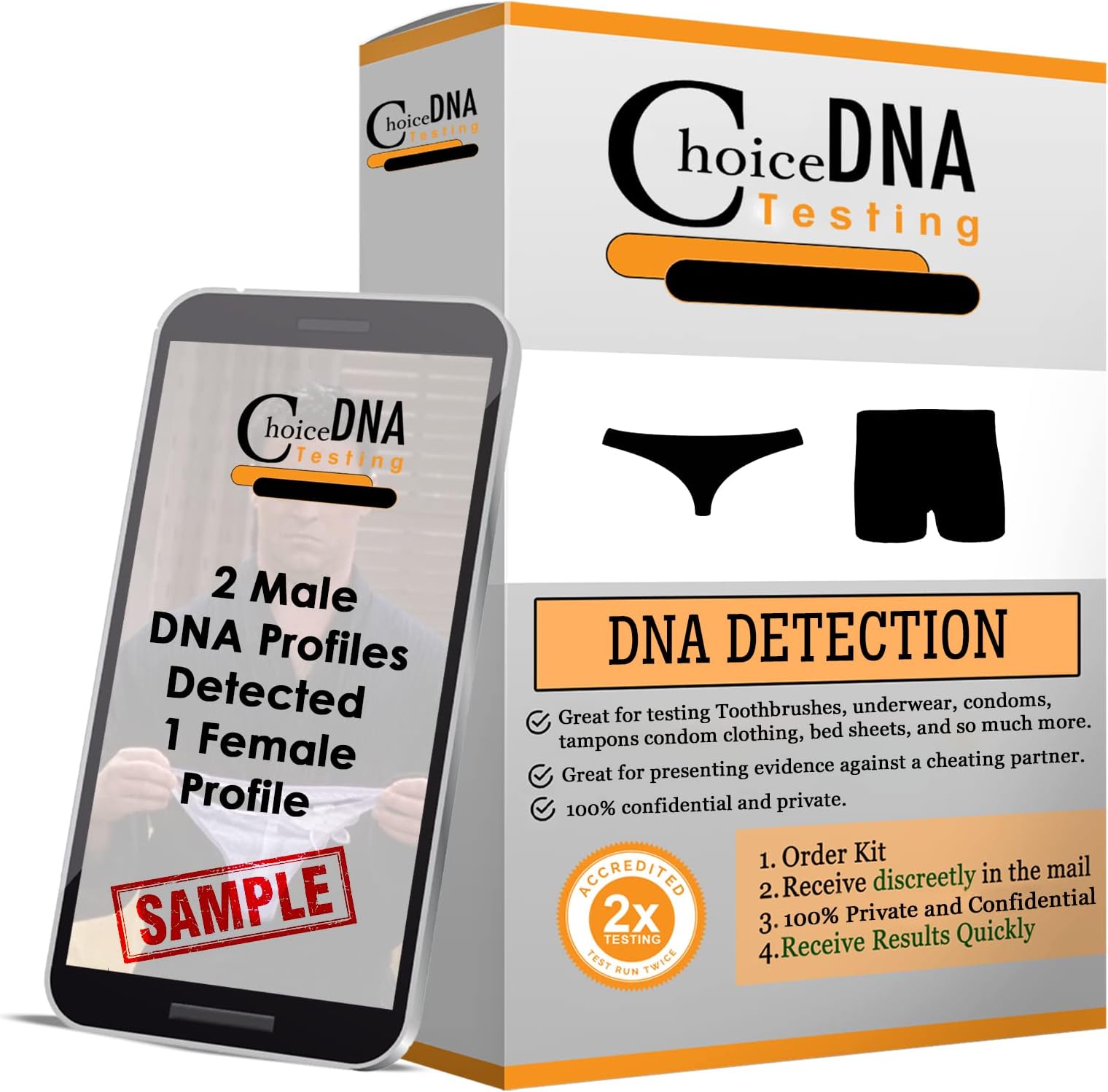 CHOICE DNA TESTING Infidelity Lab Based Male & Female Detection - includes Return Shipping to Lab (Male and Female Detection)