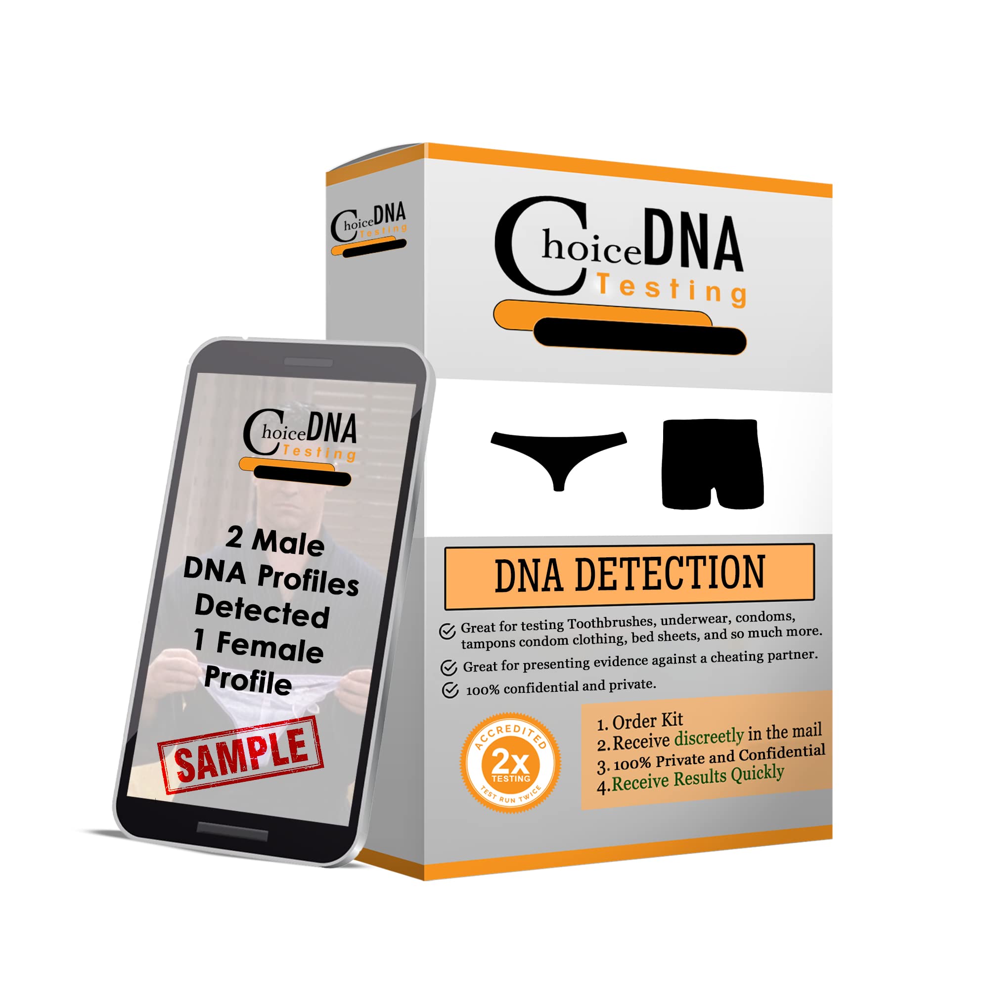 CHOICE DNA TESTING Infidelity Lab Based Male & Female Detection - includes Return Shipping to Lab (Male and Female Detection)