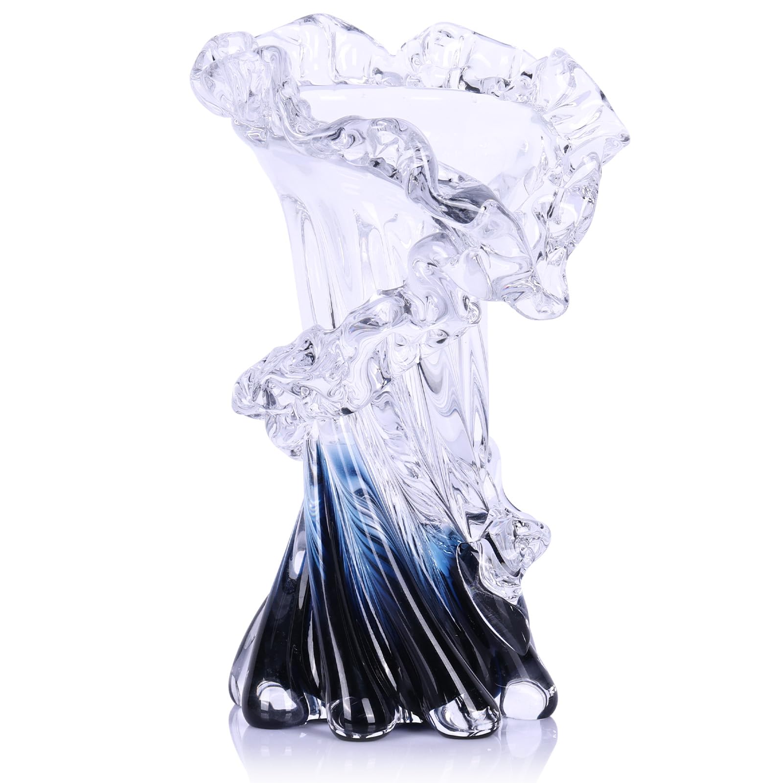 Vase en Verre soufflé à la Main, Magnifique Vase en Verre océan Unique pour Centre de Table, Table Basse, Salon, décoration de Bureau
