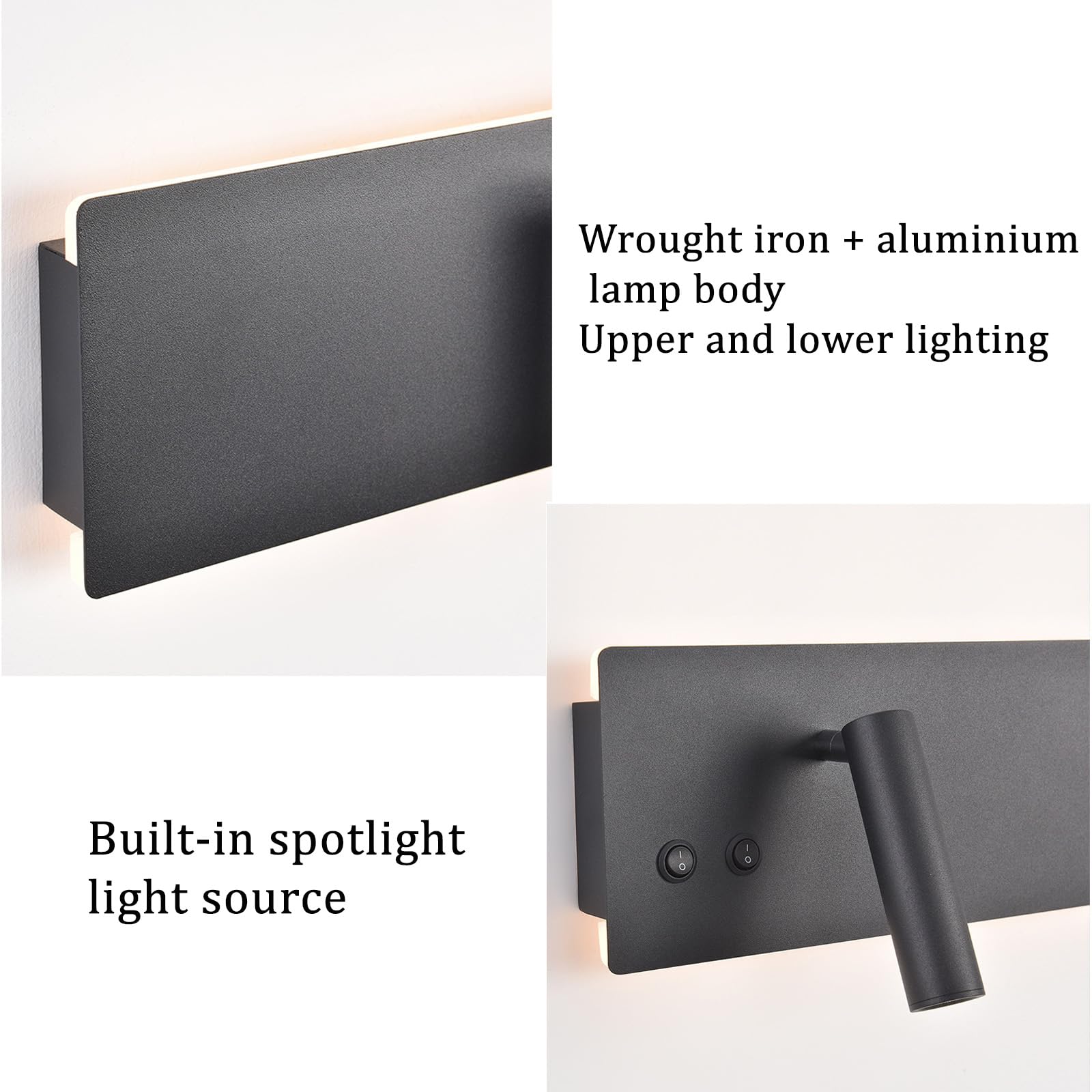 LED Wandleuchte Innen Leselampen mit 2 Schalter Moderne Wandbeleuchtung 350° Drehbar Verstellbar Spot Wandlampen Aluminium für Schlafzimmer Nachttisch Wohnzimmer (Weiß Rechts,Warmes Licht)