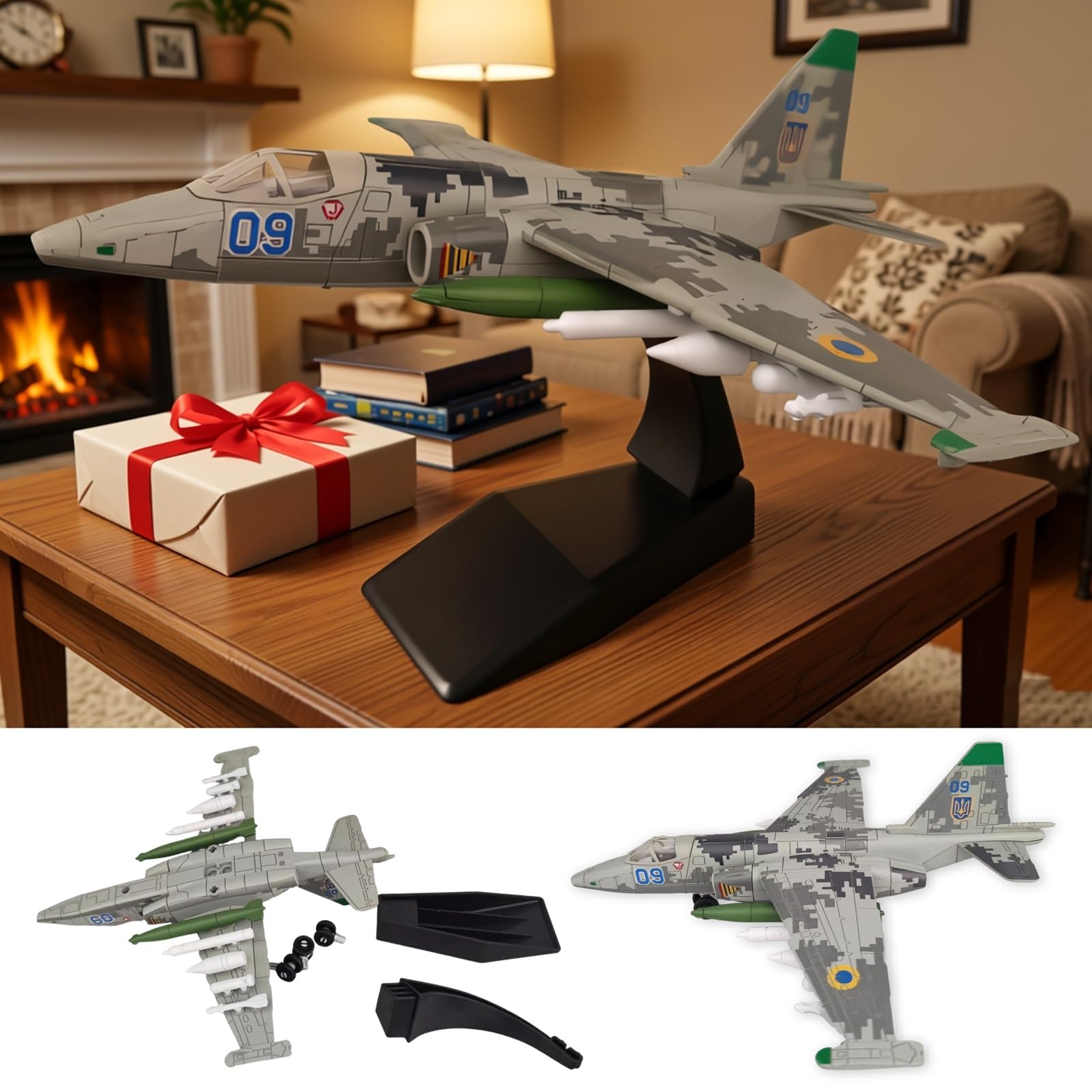 Modello aereo militare preassemblato Su-25 in scala 1:72 con espositore Regalo collezione perfetto for uomini, appassionati aviazione, espositore for decorazioni casa ufficio