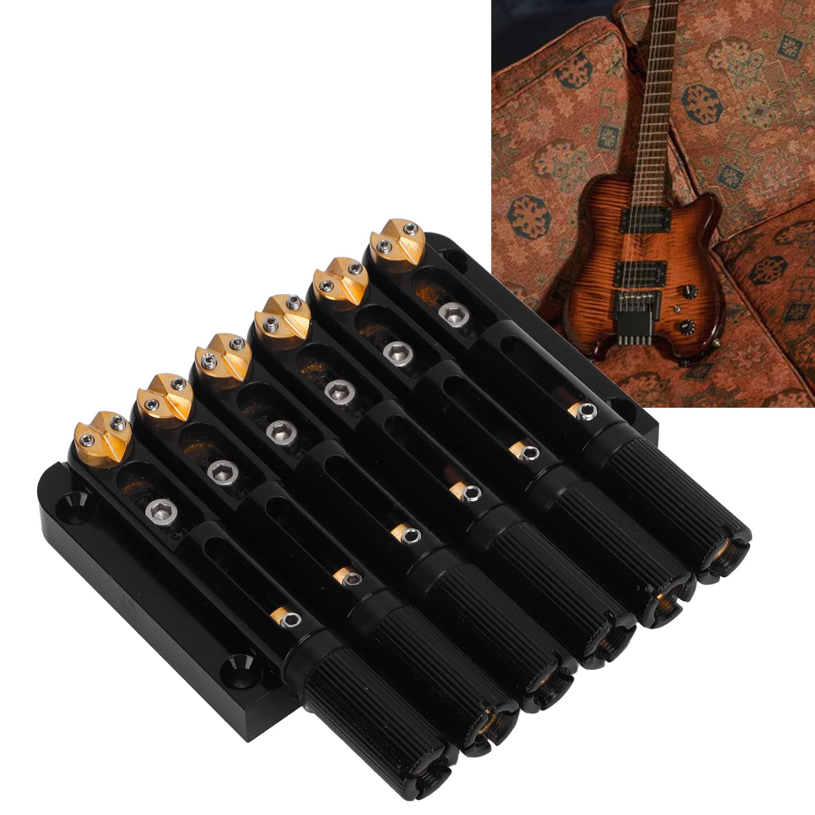 Jeffergarden Bezgłowy Mostek Gitarowy, 6-strunowy Mostek z Miedzianym Siodełkiem o Zwiększonej Intonacji i Jakości Dźwięku dla Gitar Elektrycznych