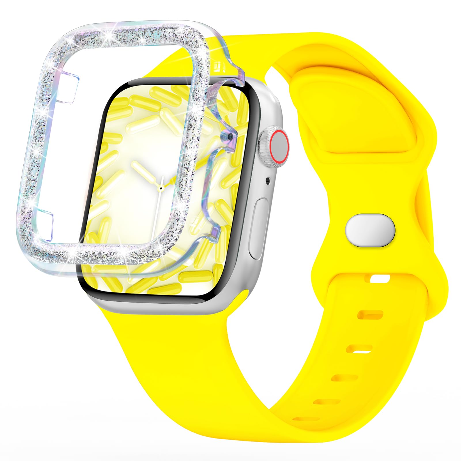 DABAOZA Compatible for Sport Apple Watch Band 41mm 40mm 38mm 42mm 46mm 45mm 44mm 49mm with Bumper Case, Women Men Soft Silicone Strap for iWatch Series 10 9 8 7 6 / SE 5 4 3 2 1 Ultra