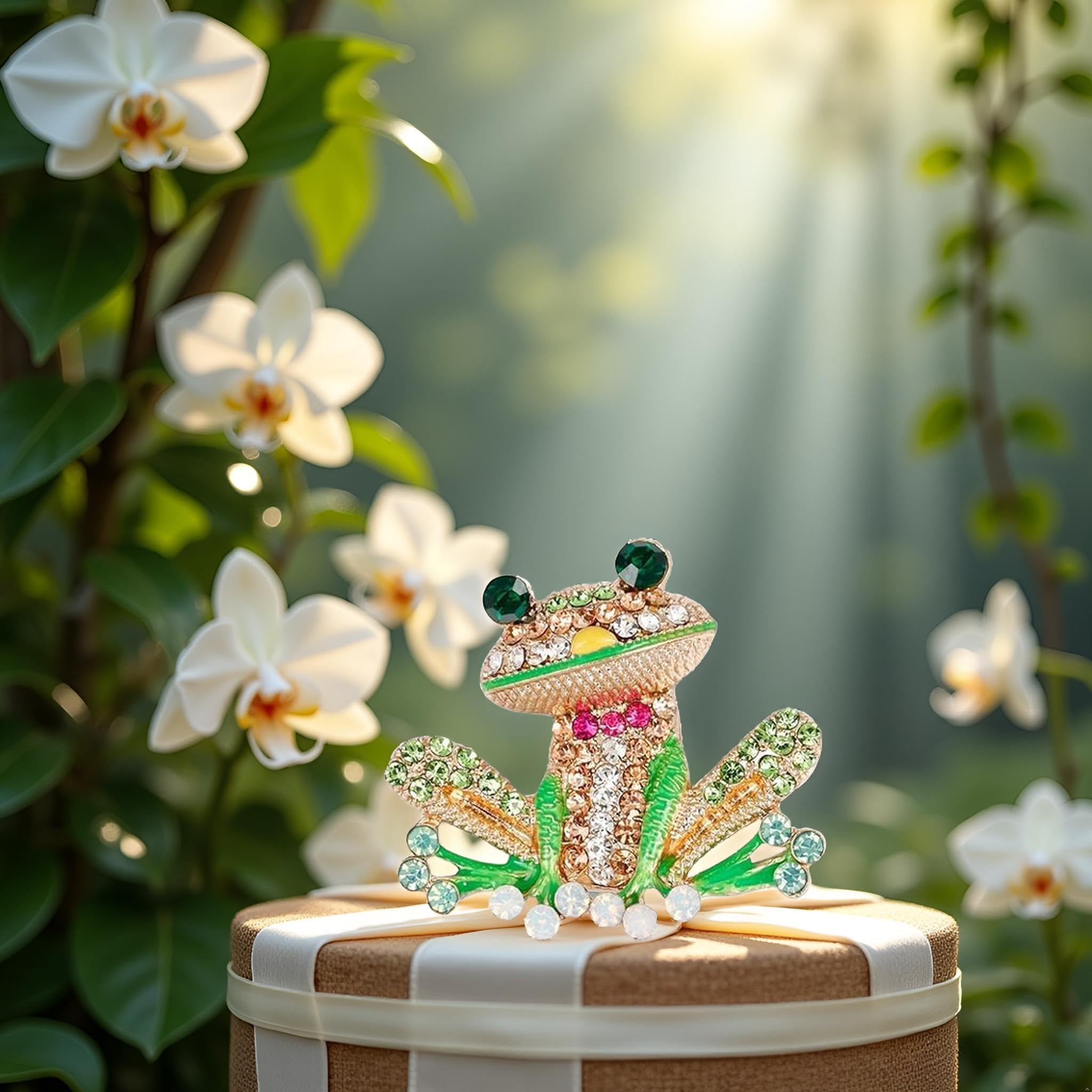 Green Frog Brooch Pins for Women, Cute Rhinestone Inlaid Frog Enamel Animal Brooch Shirt Collar Badge Decor, Clothing, Shoes and Jewelry, 1, 1 — view 6