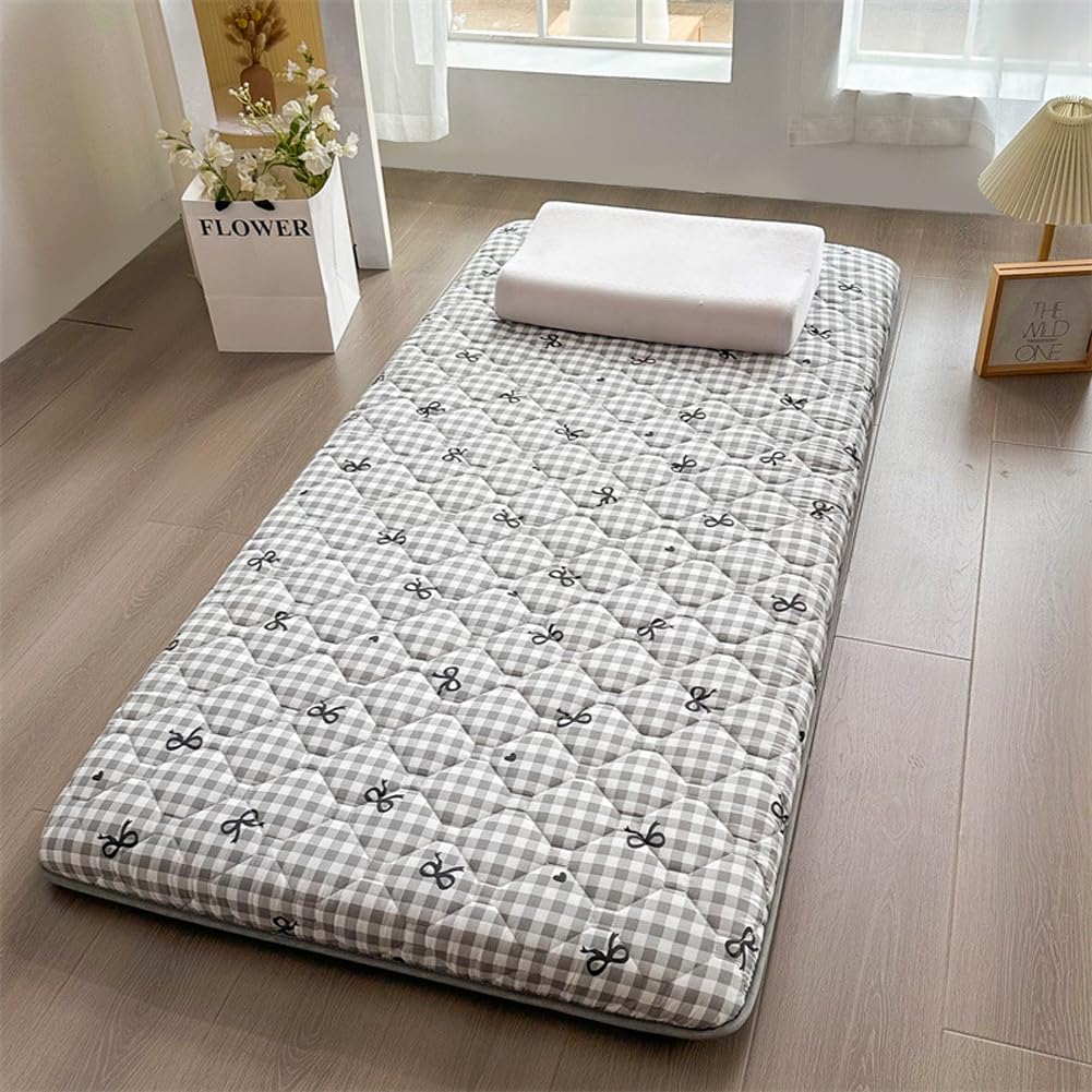 Matelas futon japonais, matelas enroulable pour invité au sol, tatami (blanc, 120 x 200 cm)