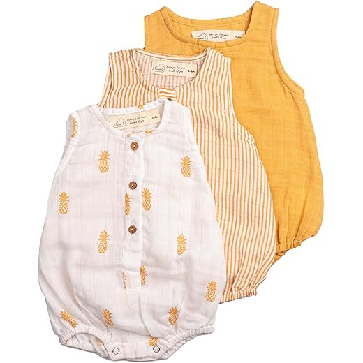 Masilo Organic Cotton Baby Romper Set of 3 0-6 Months