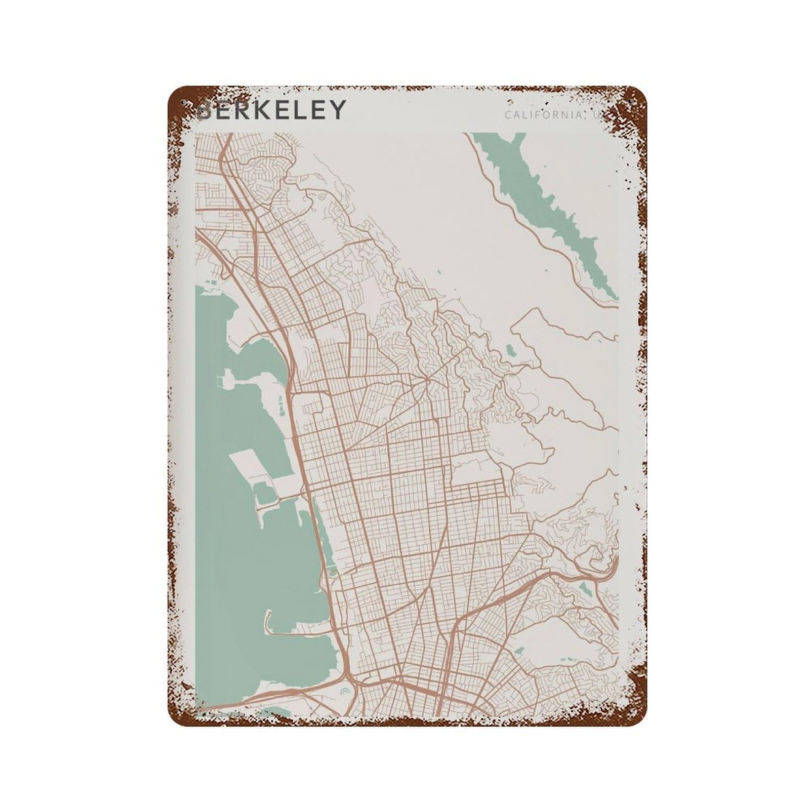 xiaoxiaoshen Berkeley Map California Travel Gift Farmhouse Decor for Dad (2) Wall Decor Art Metal Tin Poster Modern Home Decor Art Home Bar Shop Decorations Vintage Sign 40x30cm