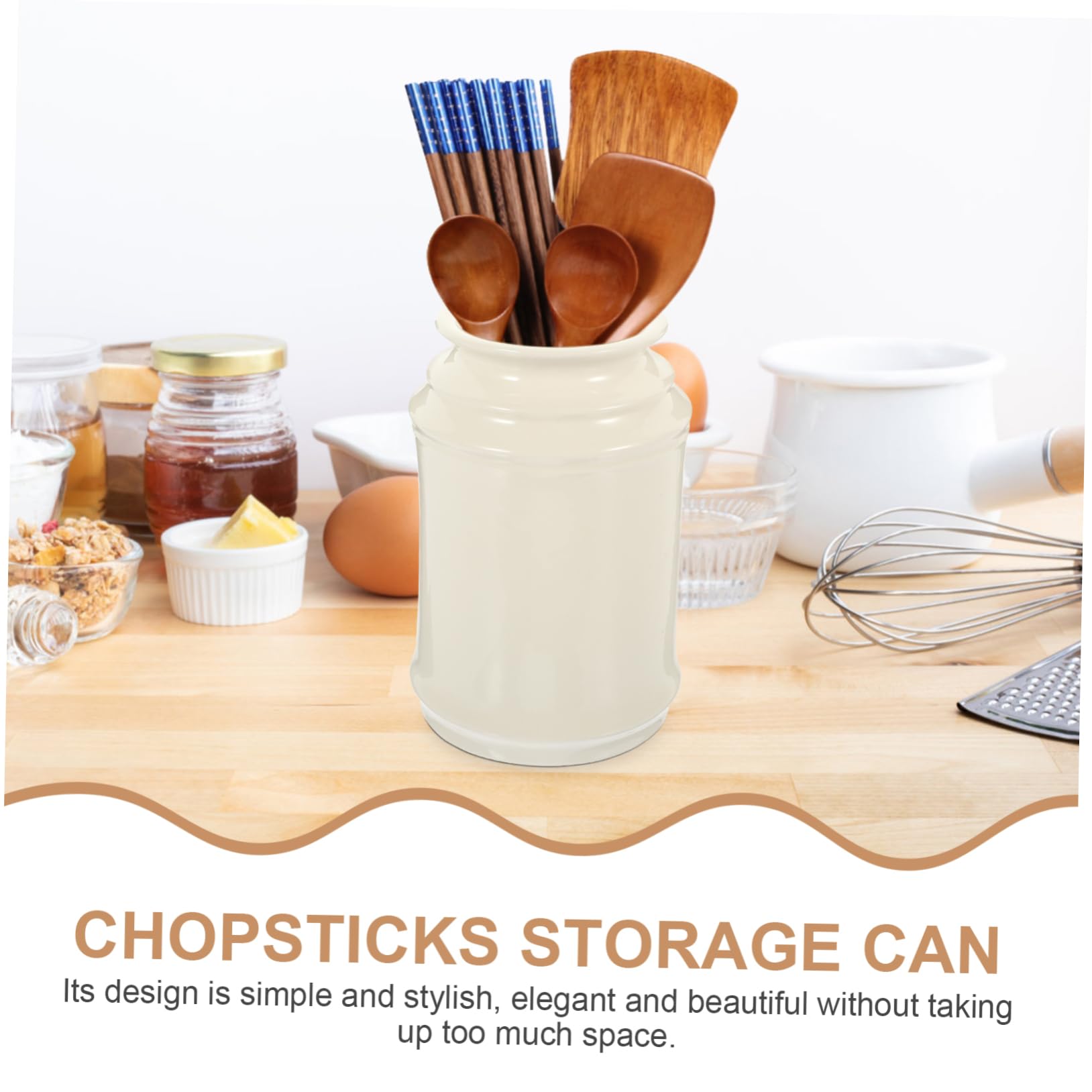 ABOOFAN Céramique Blanche Pot à Ustensiles Rangement Pratique, Cuisine