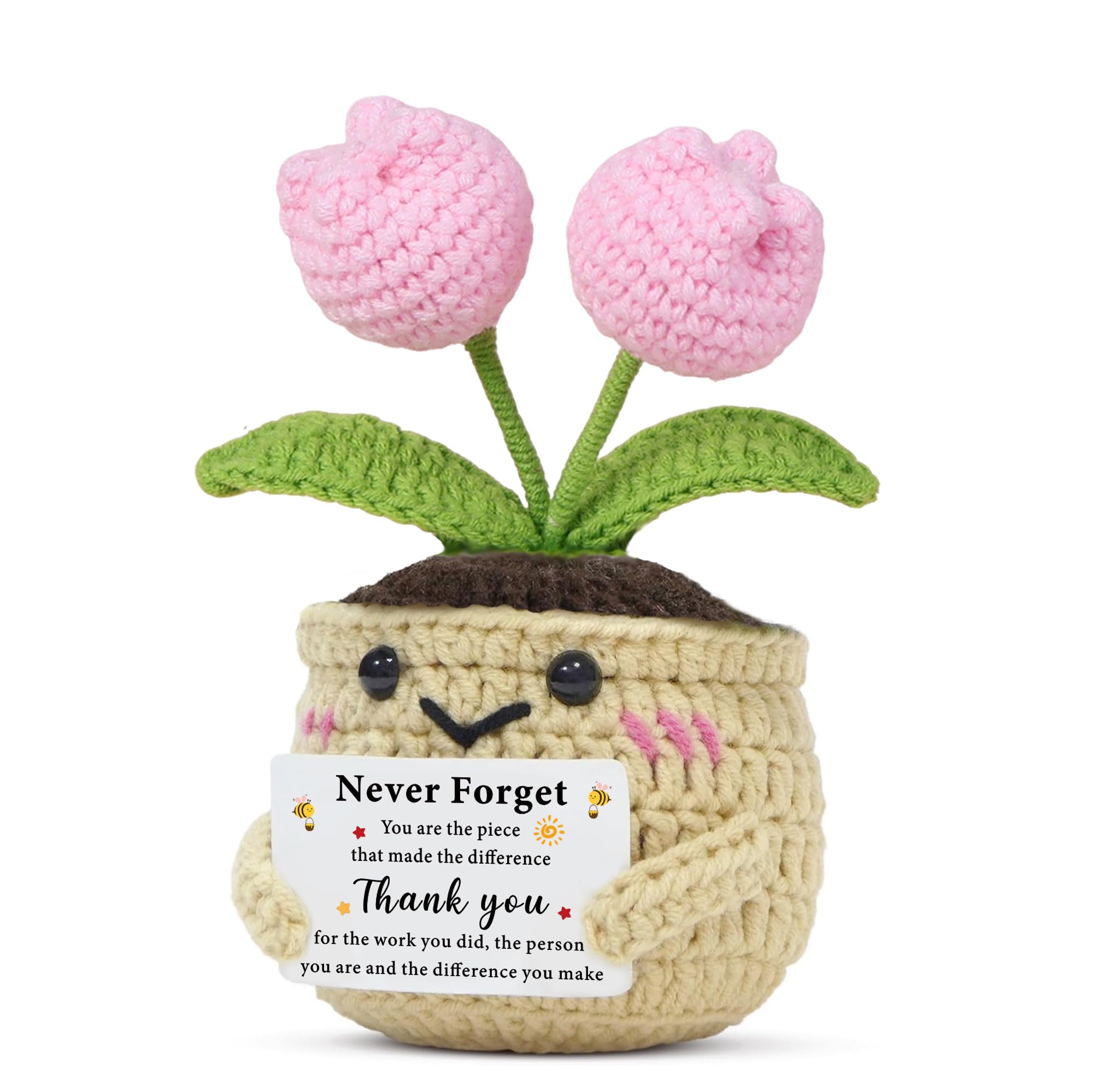 QMVMV Thank you Appreciation gifts for Mentor Teacher Nurse, Handmade Crochet Tulip Going Away Retirement Gift for Coworker Boss, Never forget you are the Piece that Made the Difference