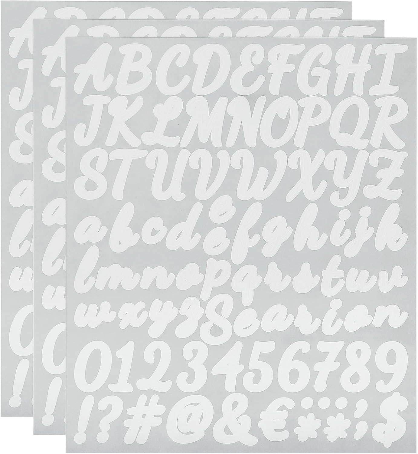 uxcell 3 Sheet 252 Pcs Letter Number Stickers Kit, 1 Inch Self Adhesive Vinyl Cursive Alphabet Decals Script for Mailbox Sign DIY Crafts Decor, White