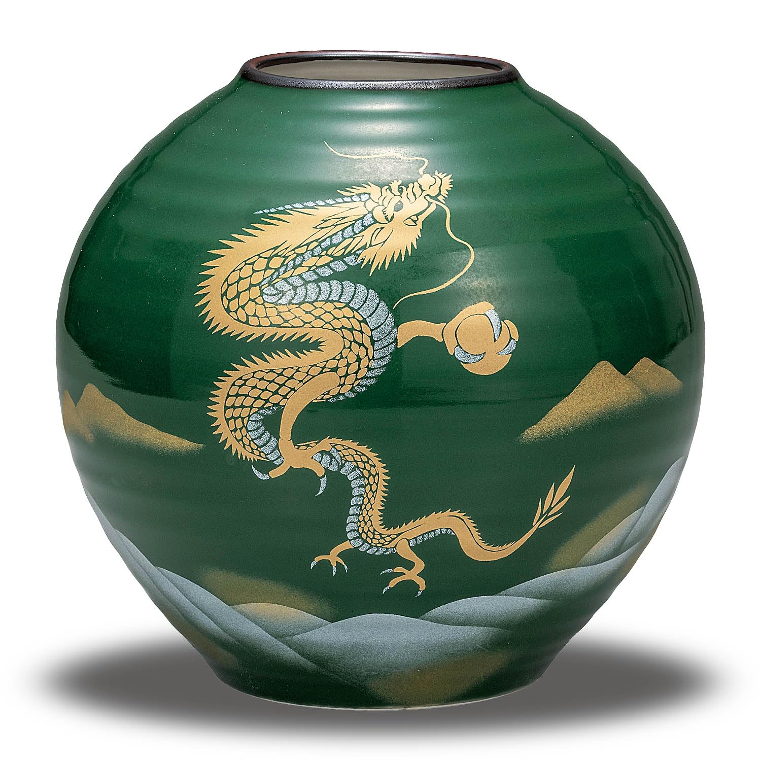 Kutani Ware Rising Dragon Porcelain Vase