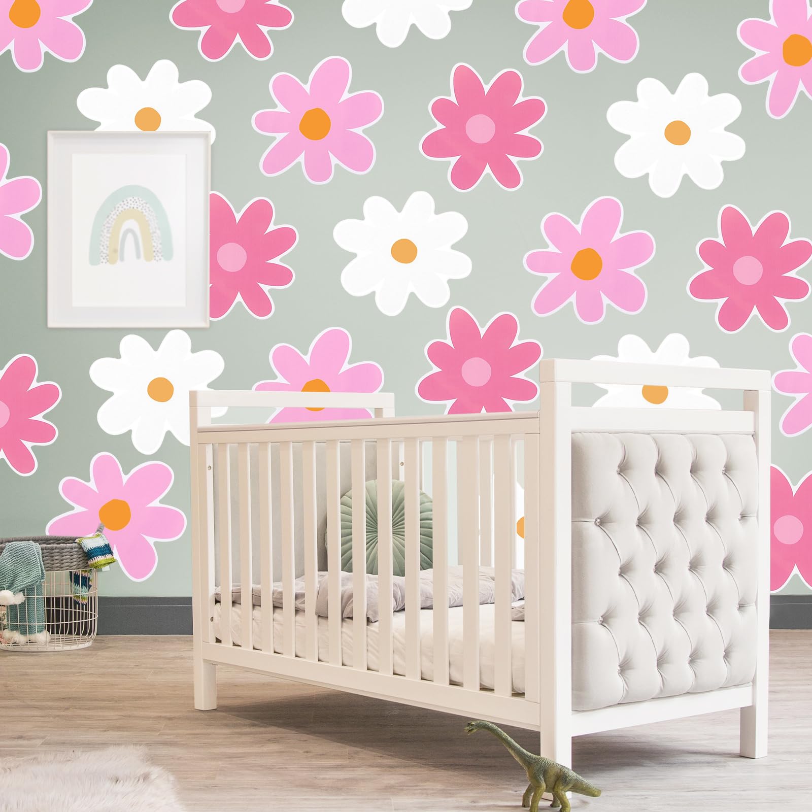 Autocollant Mural Marguerite 36 Pièces, Autocollant Mural Grande Fleur imperméable pour Chambre d'enfant, Stickers muraux Marguerite pour Chambre d'enfant, Chambre, Salon, décoration Murale