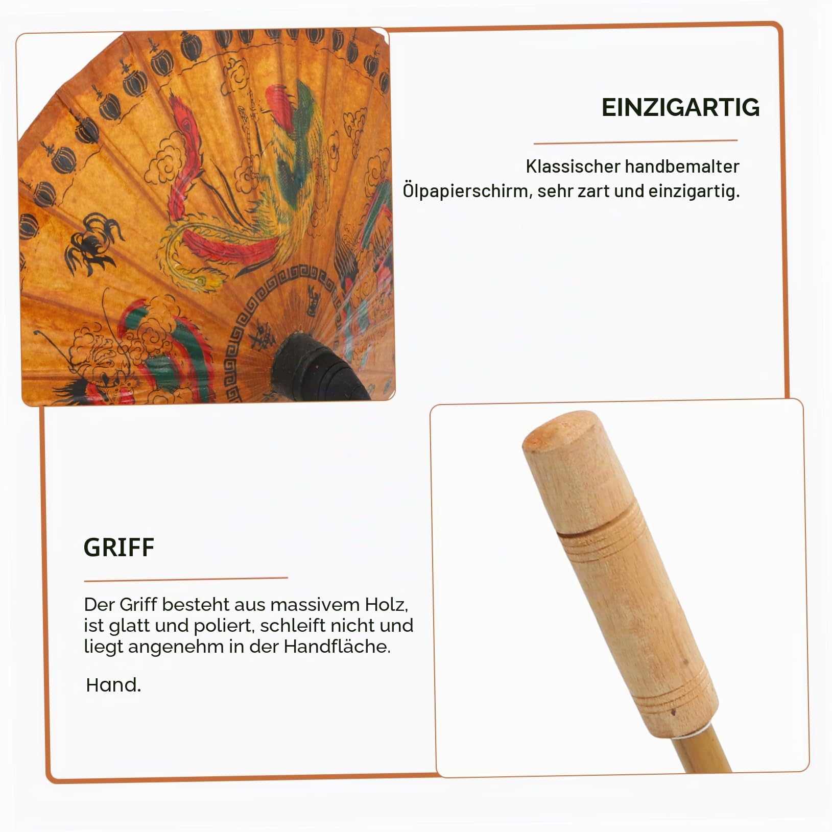 TOYANDONA Klassischer Handbemalter Ölpapier Regenschirm Mit Drachen- Und Phönixmuster Geölter Papierschirm Für Bar Dekoration Tearoom Und Festival Holzgriff 23 Zoll
