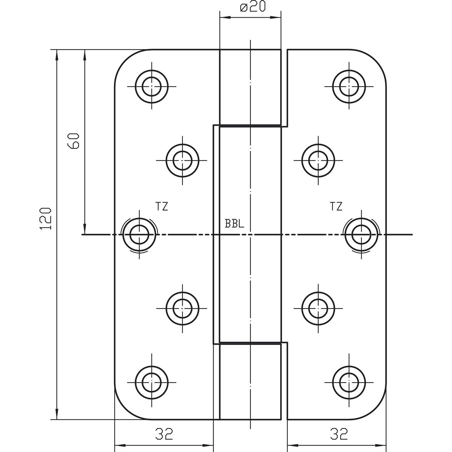 Simonswerk 5 040521 0 04002 Objektband VN 2929 für stumpf einschlagende Türen, Bandhöhe 120 mm, Edelstahl