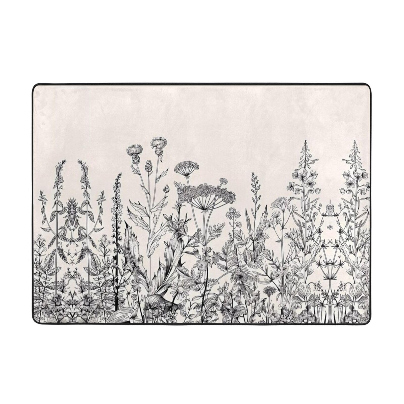 Tapis moderne floral 203x147 cm grand format pour salon et bureau