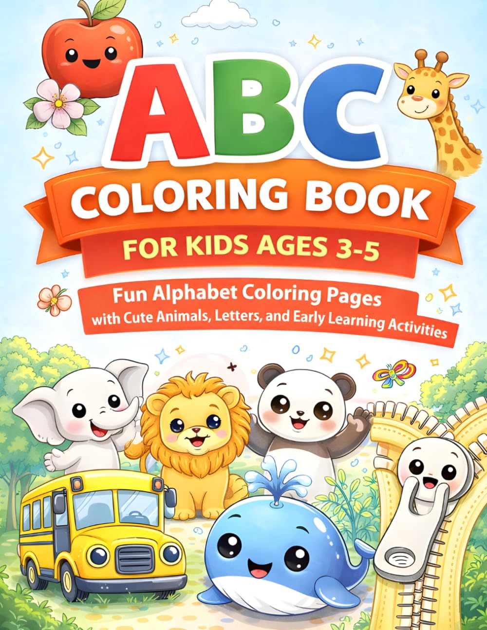 ABC Coloring Book for Kids Ages 3-5: Fun Alphabet Coloring Pages with Cute Animals, Objects and Letters for Preschoolers and Toddlers