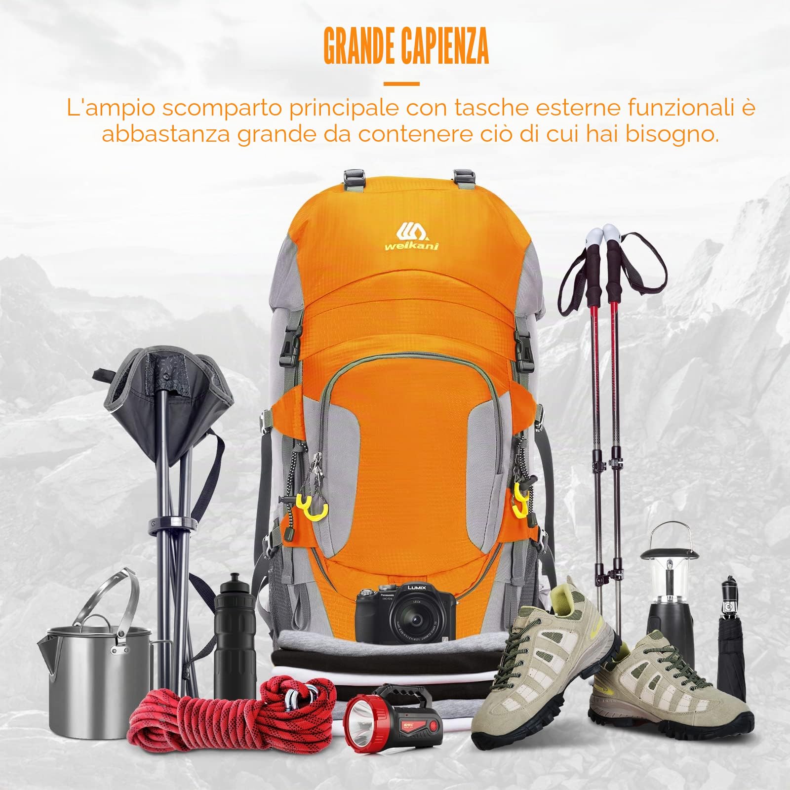 Lixada Zaino da trekking 50 l zaino con custodia di protezione impermeabile ultraleggero per alpinismo arrampicata trekking sport viaggio campeggio