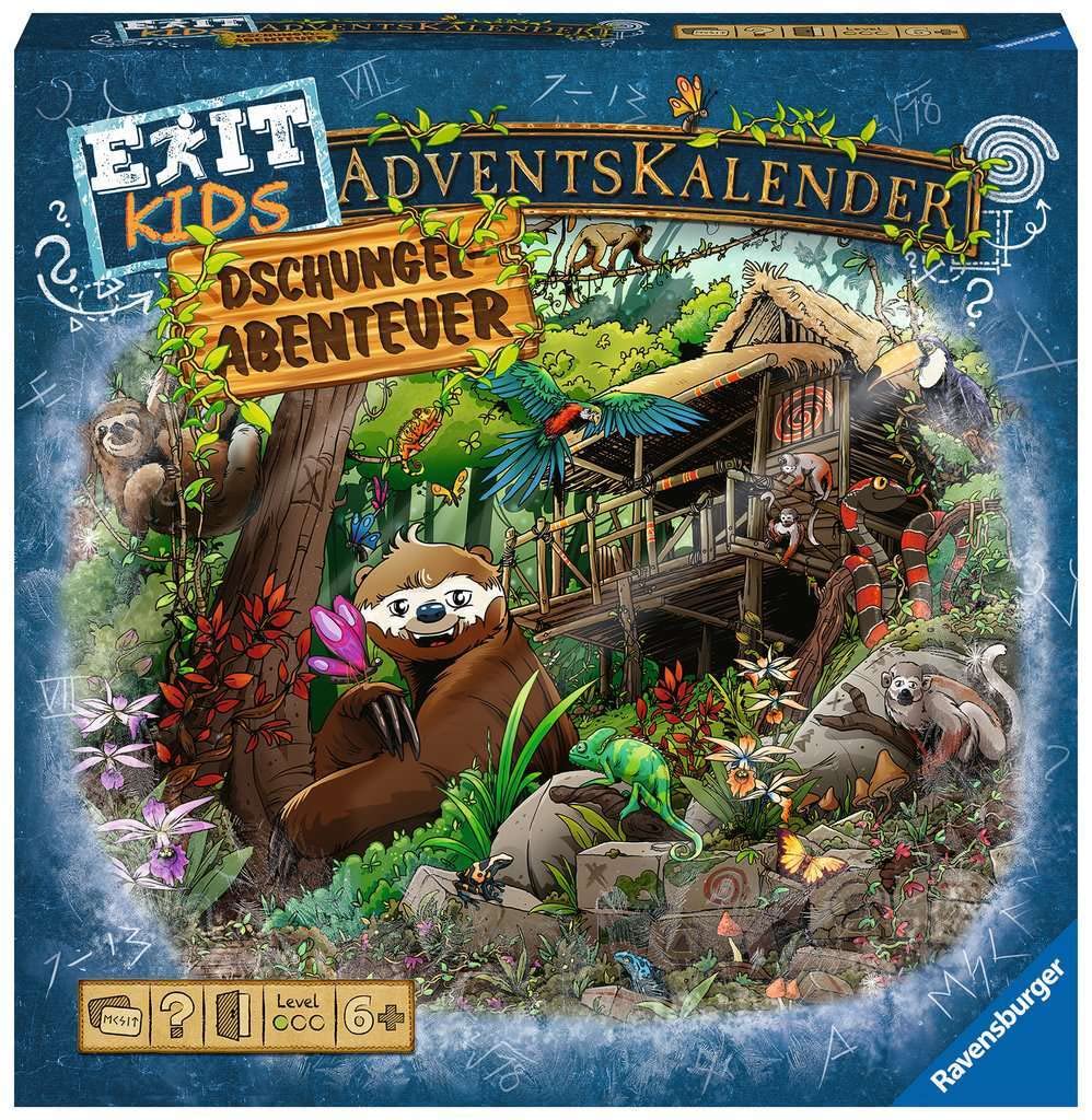 Ravensburger 18957 - Calendario de Adviento para niños, Aventura en la Selva, 24 Puzzles para entusiastas de la Salida a Partir de 6 años