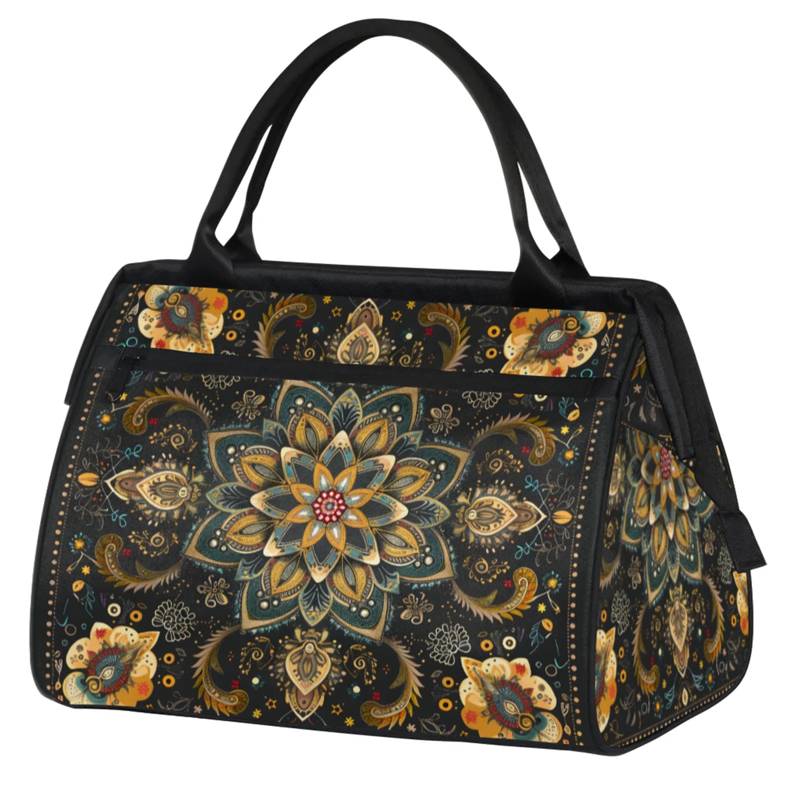 Overnight Weekender Bag for Women Men Carpet Flower Vintage Waterproof Carry On Travel Duffel Bags with Zipper Lightweight Sports Gym Bag Luggage Workout Handle Bags for Traveling Yoga Camping