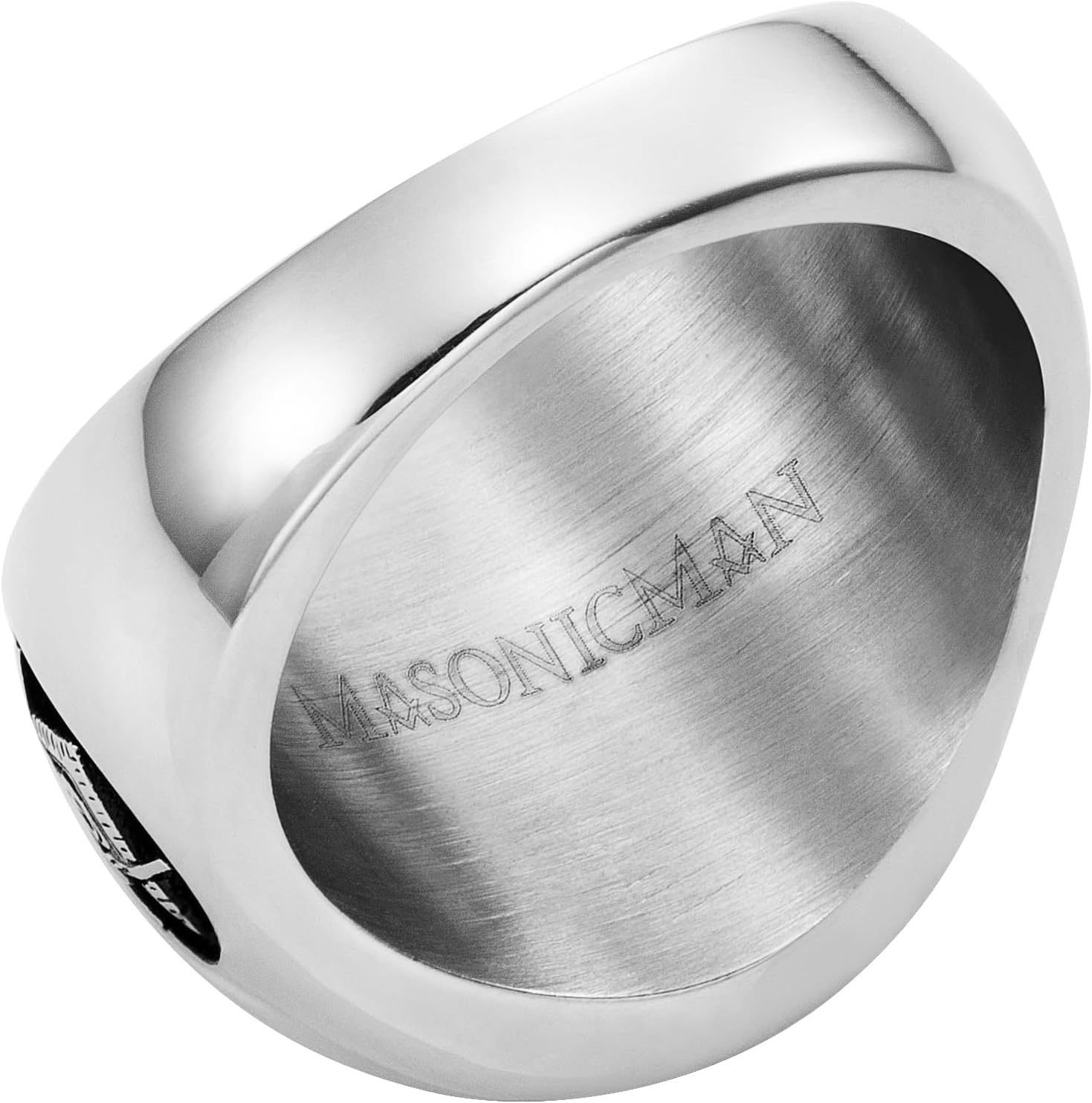 MasonicMan Mens Masonic Square and Compass Triple Sided Stainless Steel Ring Gift Pouch - Image 8
