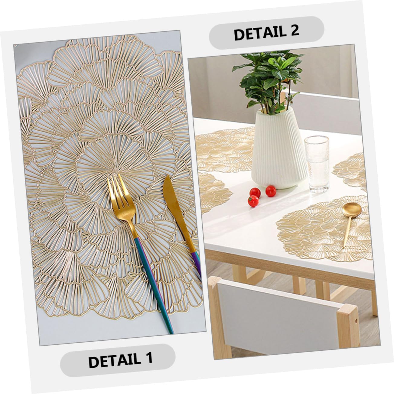 Manteles Individuales Decorativos de Hoja de Ginkgo PVC 12 Piezas