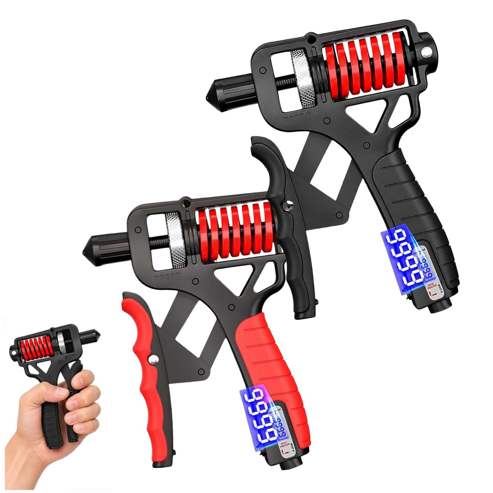 Entrenador de mano ergonómico ajustable con agarre en H, fortalecedor de antebrazo con contador para entrenamiento y alivio del estrés, ejercitador de muñeca con mango antideslizante