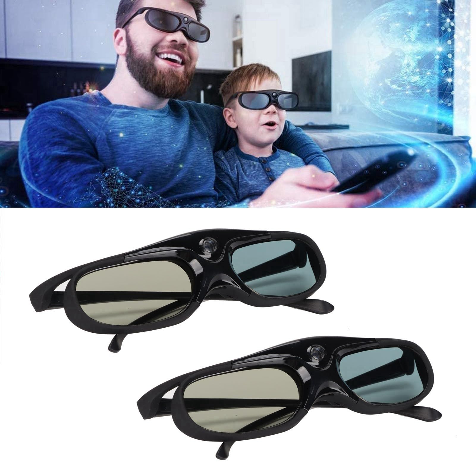 CHICIRIS Occhiali 3D, Occhiali da Visualizzazione 3D con Link DLP LCD Glasshi 2pcs 144Hz Occhio Attivo Attivi Active Articoli per Orojectors DLP