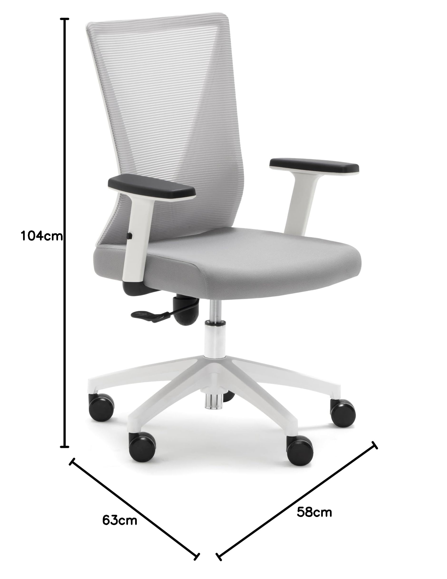 Euromof Silla de Oficina operativa. Modelo Tirana. Original, Brazos 1D, Mecanismo Contacto Permanente liberado. 2 Versiones de Color. (Blanco)