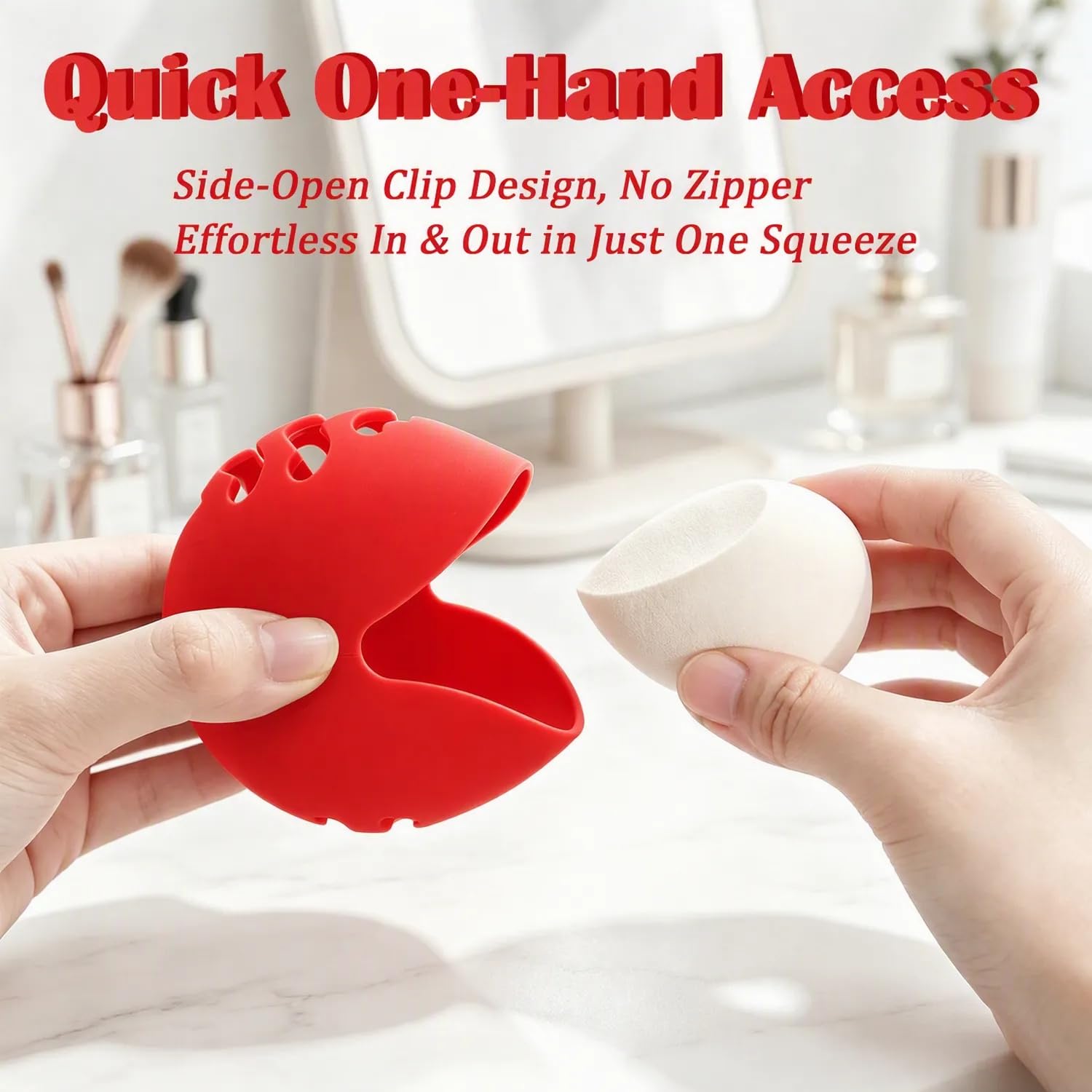 Estuche de viaje para esponja de maquillaje, soporte de silicona para licuadora de belleza con ventilación de secado rápido, organizador hueco de doble cara para esponjas húmedas/secas, sin