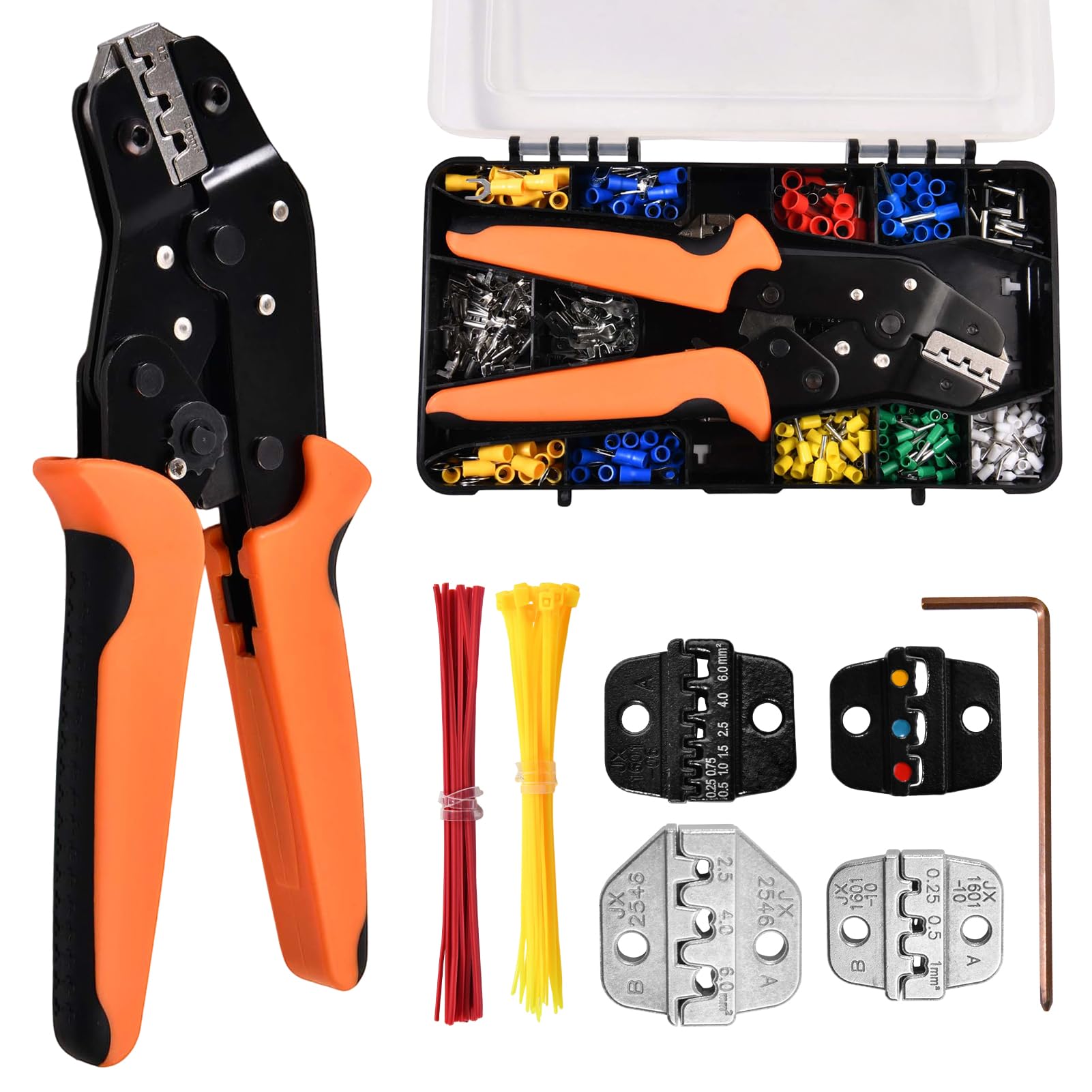 LEONTOOL Crimpadora de alambre Juego de herramientas de prensado Terminales de alambre Herramientas Juego de 850 piezas Conjuntos de terminales Herramienta de prensado eléctrica AWG 24-10 24-14 14-10