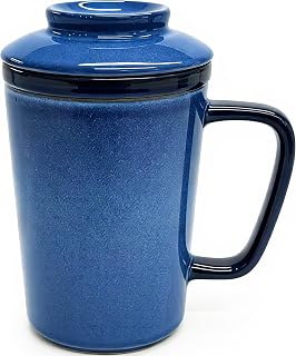 Porcelain Tea Cup with Infuser and Lid,16oz Ceramic Tea Mug