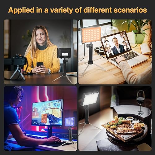 Miniatura 2 de EMART Kit de iluminación de fotografía portátil continua de 60 luces LED para mesa de estudio fotográfico y video con filtros de color paquete de 2