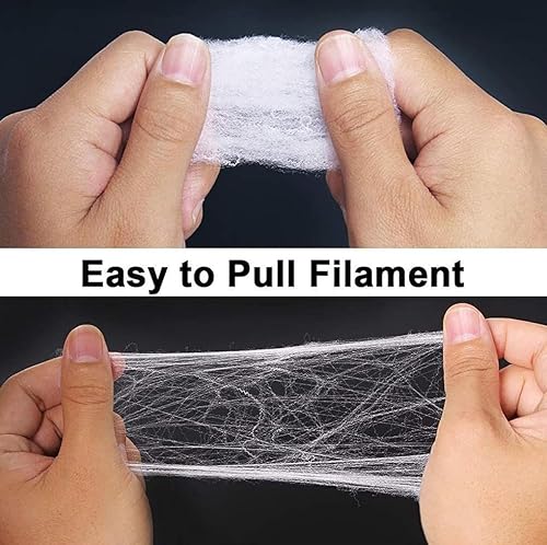 Miniatura 2 de Telaraña elástica blanca para Halloween, arañas de plástico para fiesta de Halloween, decoración de escena de casa embrujada (60, telaraña brillante